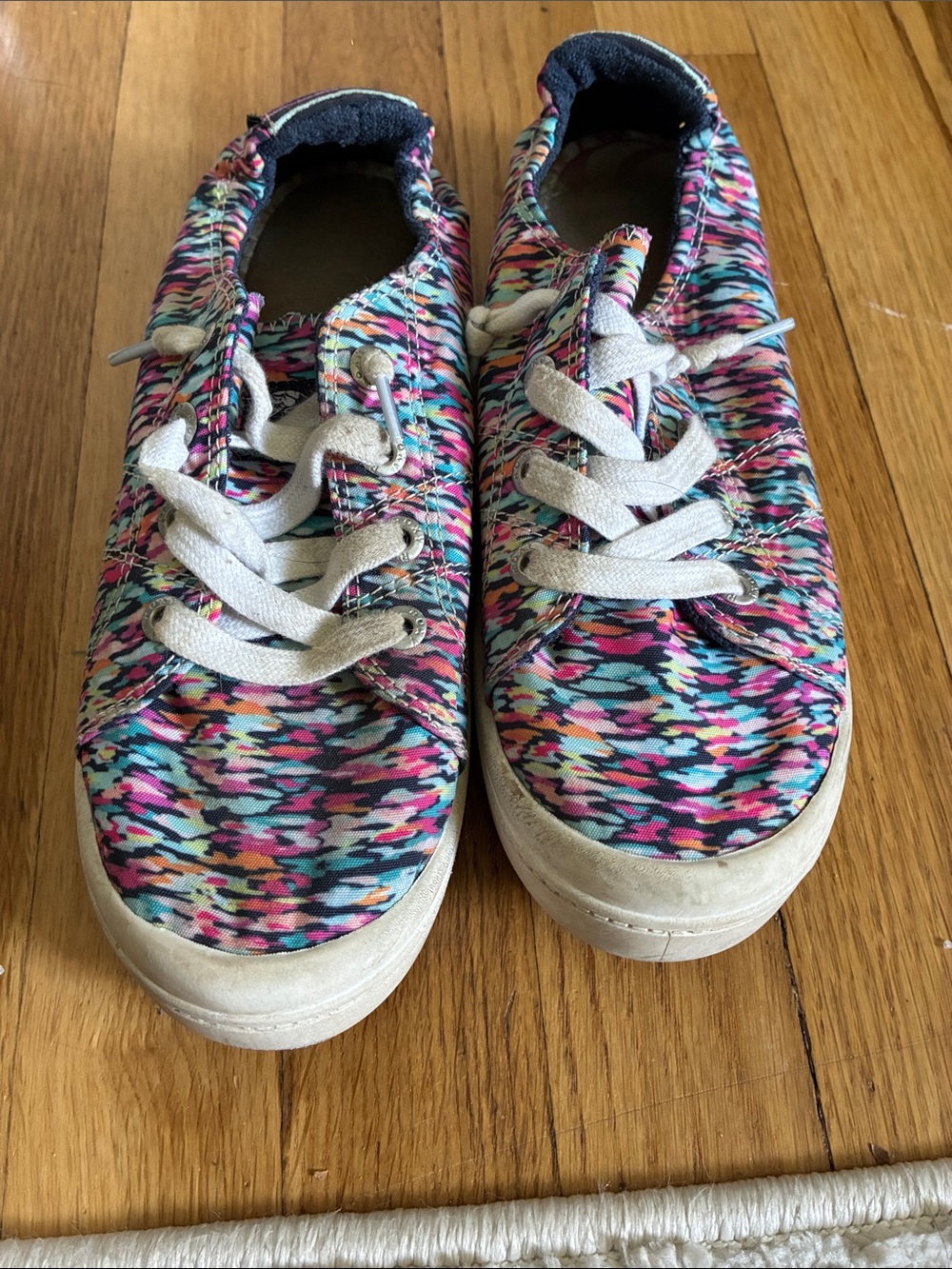 Kids Multicolor Patterned Canvas Sneakers - Casual Lace-Up